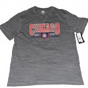 Majestic MLB Chicago Cubs Heather Gray T-Shirt Men's Size XL Short Sleeve NWT